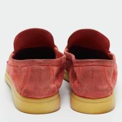 Pre Owned Loro Piana Red Suede Summer Charms Walk Loafers Size 37.5