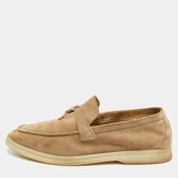 Pre Owned Loro Piana Beige Suede Summer Charms Walk Loafers Size 40