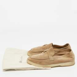 Pre Owned Loro Piana Beige Suede Summer Charms Walk Loafers Size 40