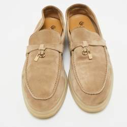 Pre Owned Loro Piana Beige Suede Summer Charms Walk Loafers Size 40