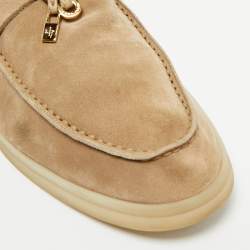 Pre Owned Loro Piana Beige Suede Summer Charms Walk Loafers Size 40