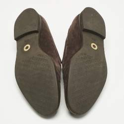 مملوكة مسبقًا Loro Piana Brown Suede Fringe Slip On Loafers Size 37.5