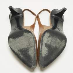 Pre Owned Loro Piana Brown Leather Rebecca Slingback Pumps Size 40