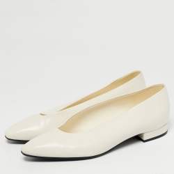 Pre Owned Loro Piana White Leather Rebecca Ballet Flats Size 38