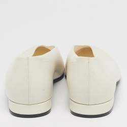 Pre Owned Loro Piana White Leather Rebecca Ballet Flats Size 38