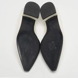Pre Owned Loro Piana White Leather Rebecca Ballet Flats Size 38