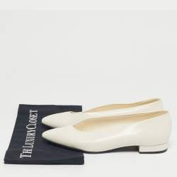 Pre Owned Loro Piana White Leather Rebecca Ballet Flats Size 38