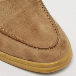 Pre Owned Loro Piana Beige Suede Summer Charms Walk Slip On Loafers Size 39