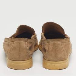Pre Owned Loro Piana Beige Suede Summer Charms Walk Slip On Loafers Size 39