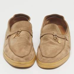 Pre Owned Loro Piana Beige Suede Summer Charms Walk Slip On Loafers Size 39