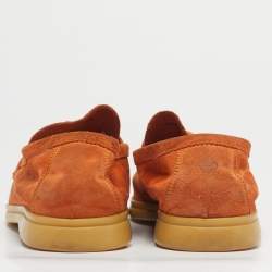 Pre Owned Loro Piana Orange Suede Summer Charms Walk Loafers Size 39
