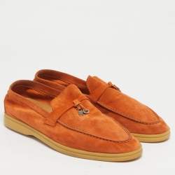 Pre Owned Loro Piana Orange Suede Summer Charms Walk Loafers Size 39