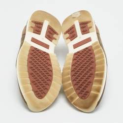 Pre Owned Loro Piana Brown Knit Fabric 360 LP Flexy Walk Slip On Sneakers Size 36.5