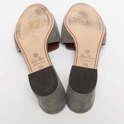 Pre Owned Loro Piana Green Suede Summer Charms Walk Slide Sandals Size 36.5