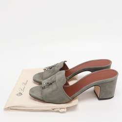 Pre Owned Loro Piana Green Suede Summer Charms Walk Slide Sandals Size 36.5