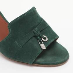 Pre Owned Loro Piana Green Suede Summer Charms Walk Slides Size 36.5