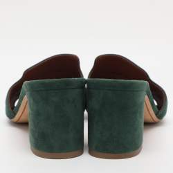 Pre Owned Loro Piana Green Suede Summer Charms Walk Slides Size 36.5