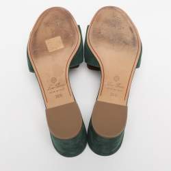Pre Owned Loro Piana Green Suede Summer Charms Walk Slides Size 36.5