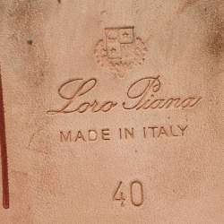 Pre Owned Loro Piana Cream/Gold Leather Ankle Strap Sandals Size 40