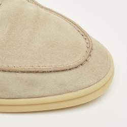 Pre Owned Loro Piana Beige Suede Summer Charms Walk Loafers Size 38.5