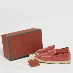 Pre Owned Loro Piana Blush Pink Suede Summer Charms Walk Loafers Size 39