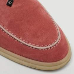 Pre Owned Loro Piana Blush Pink Suede Summer Charms Walk Loafers Size 39