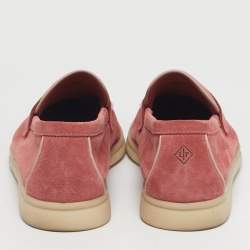 Pre Owned Loro Piana Blush Pink Suede Summer Charms Walk Loafers Size 39