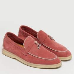 Pre Owned Loro Piana Blush Pink Suede Summer Charms Walk Loafers Size 39