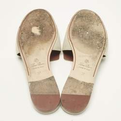 Pre Owned Loro Piana Grey Suede Summer Charms Walk Flat Slide Size 37