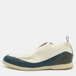 Pre Owned Loro Piana Tricolor Knit Fabric and Leather Open Walk Boots Size 42