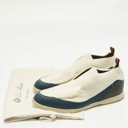 Pre Owned Loro Piana Tricolor Knit Fabric and Leather Open Walk Boots Size 42