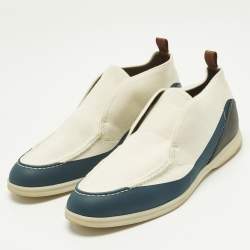 Pre Owned Loro Piana Tricolor Knit Fabric and Leather Open Walk Boots Size 42