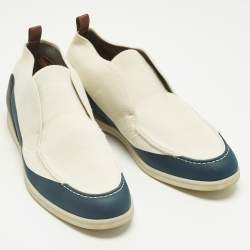 Pre Owned Loro Piana Tricolor Knit Fabric and Leather Open Walk Boots Size 42