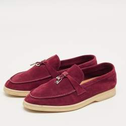 Pre Owned Loro Piana Purple Suede Summer Charms Walk Loafers Size 37
