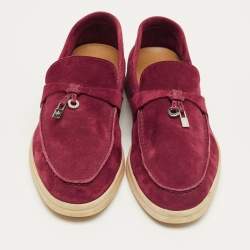 Pre Owned Loro Piana Purple Suede Summer Charms Walk Loafers Size 37