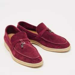 Pre Owned Loro Piana Purple Suede Summer Charms Walk Loafers Size 37