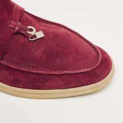 Pre Owned Loro Piana Purple Suede Summer Charms Walk Loafers Size 37