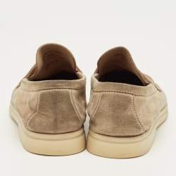 Pre Owned Loro Piana Beige Suede Summer Charms Walk Loafers Size 37.5