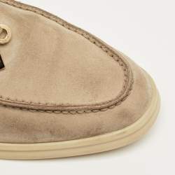 Pre Owned Loro Piana Beige Suede Summer Charms Walk Loafers Size 37.5