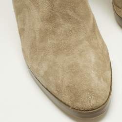 Pre Owned Loro Piana Beige Suede Sharmain Knee Length Boots Size 39.5