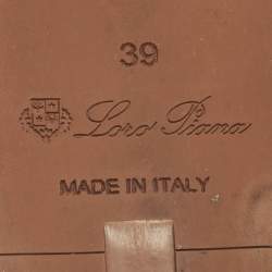 Pre Owned Loro Piana Yellow/White Suede and Leather Waikiki Flat Slides Size 39