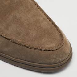 Pre Owned Loro Piana Grey Shearling and Suede Open Walk Ankle Length Boots Size 45