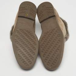 Pre Owned Loro Piana Grey Shearling and Suede Open Walk Ankle Length Boots Size 45