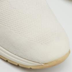 Pre Owned Loro Piana White Knit Fabric and Suede 360 LP Flexy Walk Lace Up Sneakers Size 40