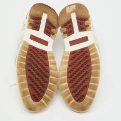 Pre Owned Loro Piana White Knit Fabric and Suede 360 LP Flexy Walk Lace Up Sneakers Size 40