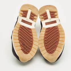 Pre Owned Loro Piana Black Knit Fabric 360 LP Flexy Walk Lace Up Sneakers Size 35.5