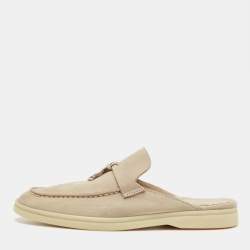 Pre Owned Loro Piana Grey Suede Babouche Charms Walk Mules Size 36