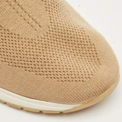 Pre Owned Loro Piana Beige Knit Fabric and Suede 360 LP Flexy Walk Lace Up Sneakers Size 35