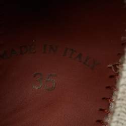 Pre Owned Loro Piana Grey Knit Fabric and Leather 360 LP Flexy Walk Lace Up Sneakers Size 35