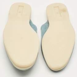 Pre Owned Loro Piana Light Blue Suede Babouche Charms Walk Mules Size 36
